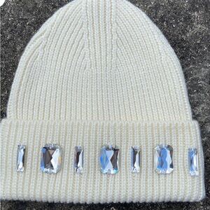 Louis Crown Beanie Merino wool rolled luxurious multifaceted crystal stones New